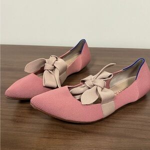 Rothy's Pink and Beige Flats with Bow